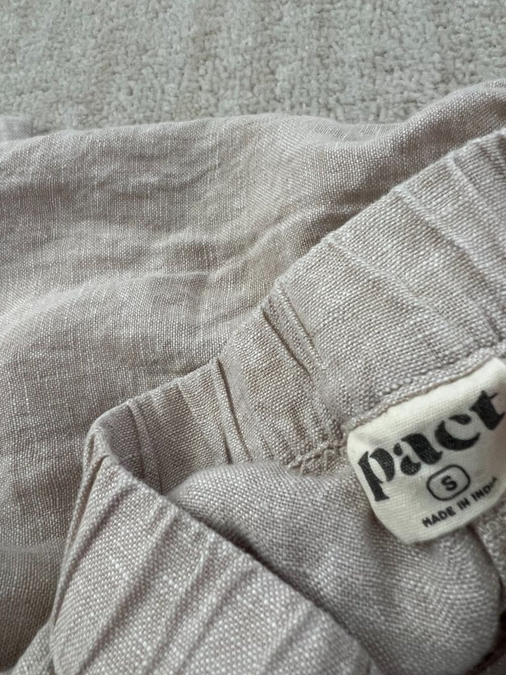 PACT 100% Organic Linen Wide Leg Pants Beige Tan High Rise Casual Trouser S - Picture 2 of 12